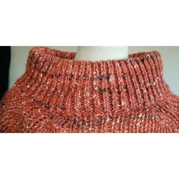 Anthropologie MOTH Sweater Womens M Orange Marbled Mock Neck Wool Alpaca Silk - Picture 5 of 9